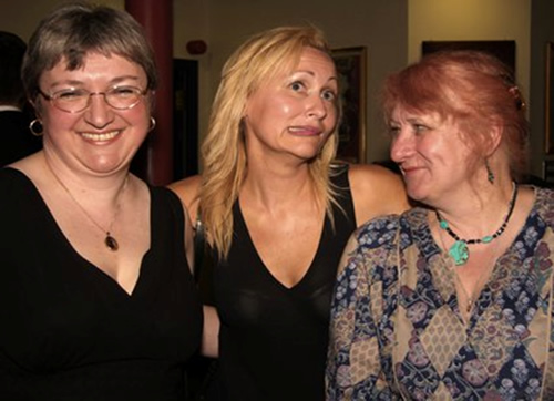 Juliet McKenna, Sarah Pinborough and Jan Edwards at the 2011 Gemmell Awards