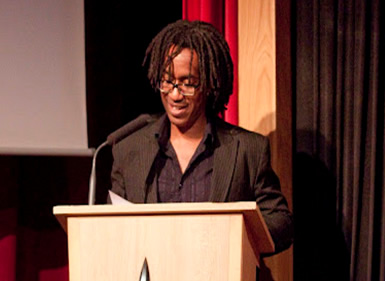 Chris Baker presents the Ravenheart Award at the 2012 Gemmell Awards