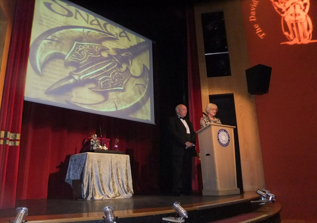 Stan and Anne Nicholls introducing at the 2014 David Gemmell Awards for Fantasy