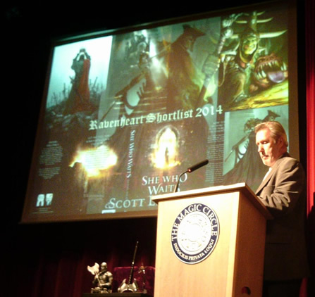 Les Edwards presenting the Ravenheart Award at the 2014 David Gemmell Awards for Fantasy