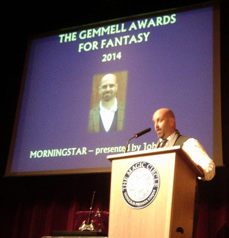 Morningstar Award presented by previous year's winner John Gwynne at the 2014 David Gemmell Awards for Fantasy