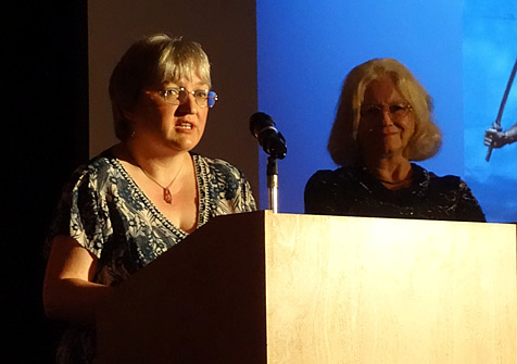 Juliet E. McKenna with Anne Nicholls at the 2015 Gemmell Awards
